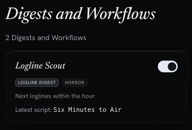 A screenshot of a Logline Digest